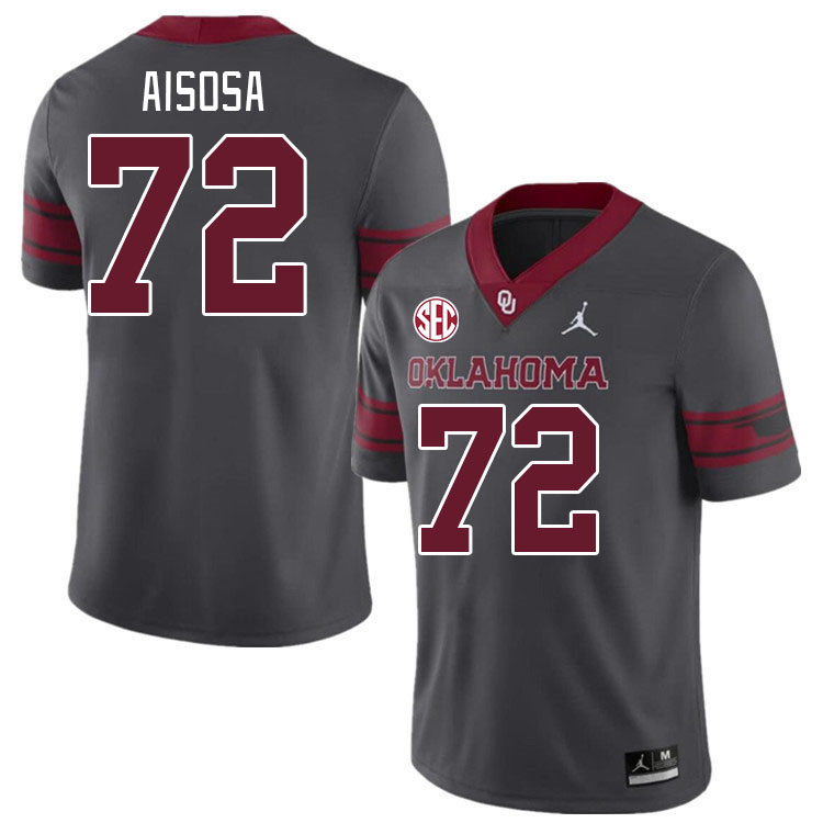 #72 Josh Aisosa Oklahoma Sooners 2024 SEC Conference College Football Jerseys-Charcoal